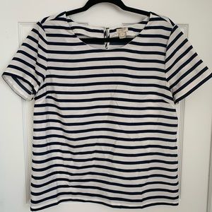 Jcrew short sleeved navy striped blouse